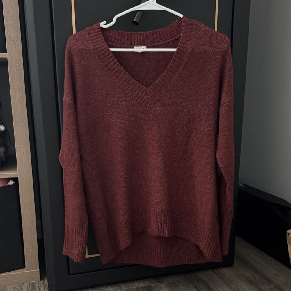 Garage Deep Red V-Neck Sweater